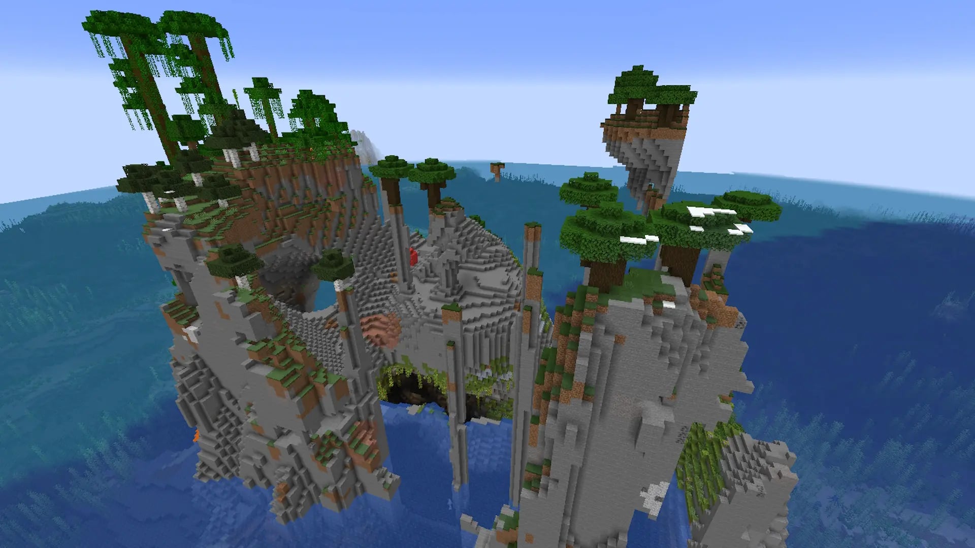 Seed 5364121129331615730 with a lush lagoon and elevated terrain