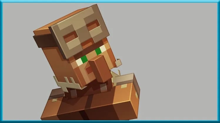 Aldeano armero de Minecraft con gafas protectoras sobre la frente
