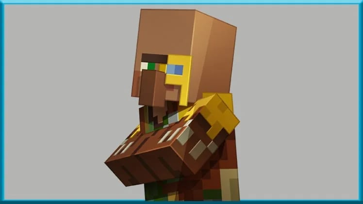 Aldeano cartógrafo de Minecraft con monóculo dorado