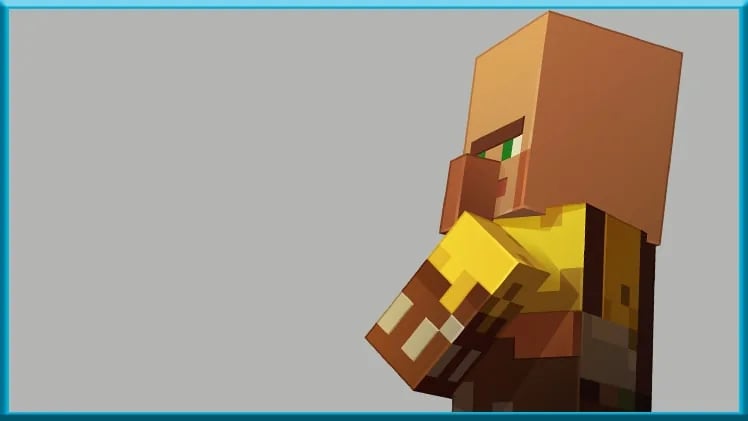 Aldeano peletero de Minecraft con delantal marrón visto de perfil