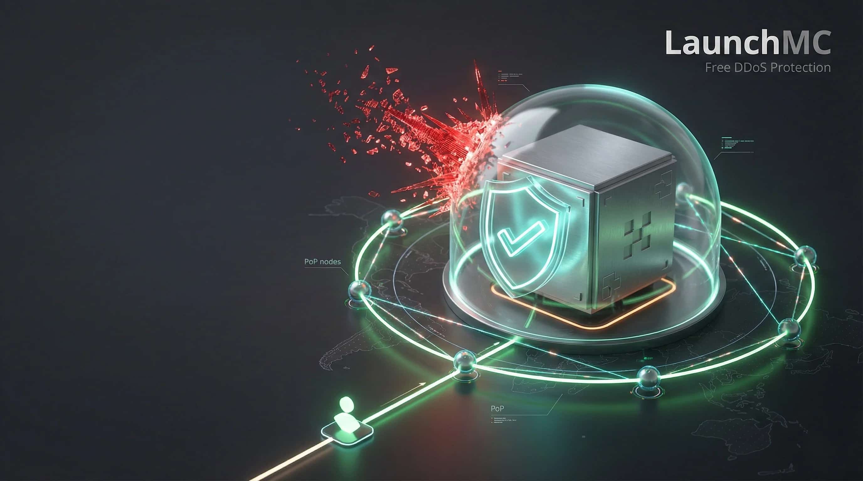 LaunchMC free DDoS protection for Minecraft servers reduce lag.