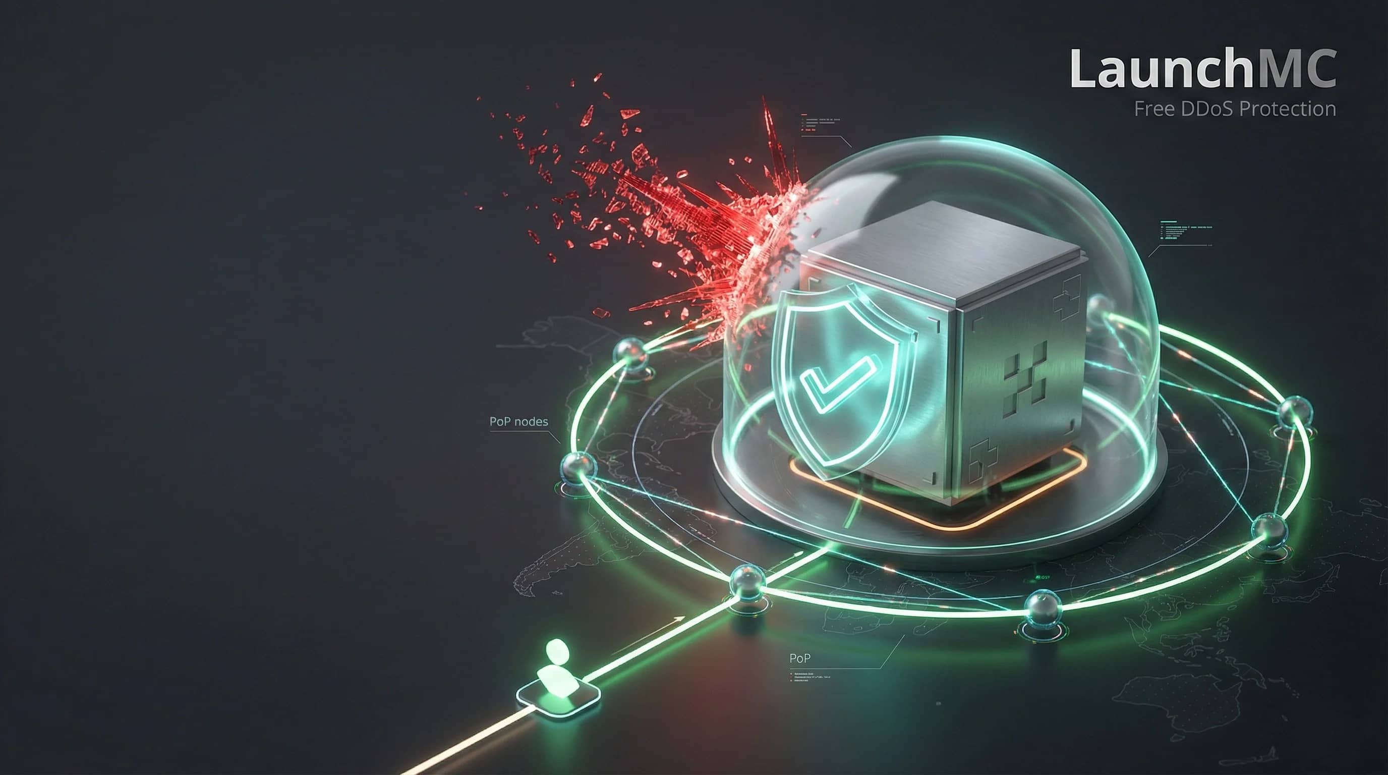 LaunchMC free DDoS protection for Minecraft servers reduce lag.
